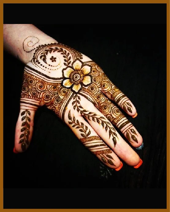 Full Palm Stylish Front Hand Mehndi Design With Flowers